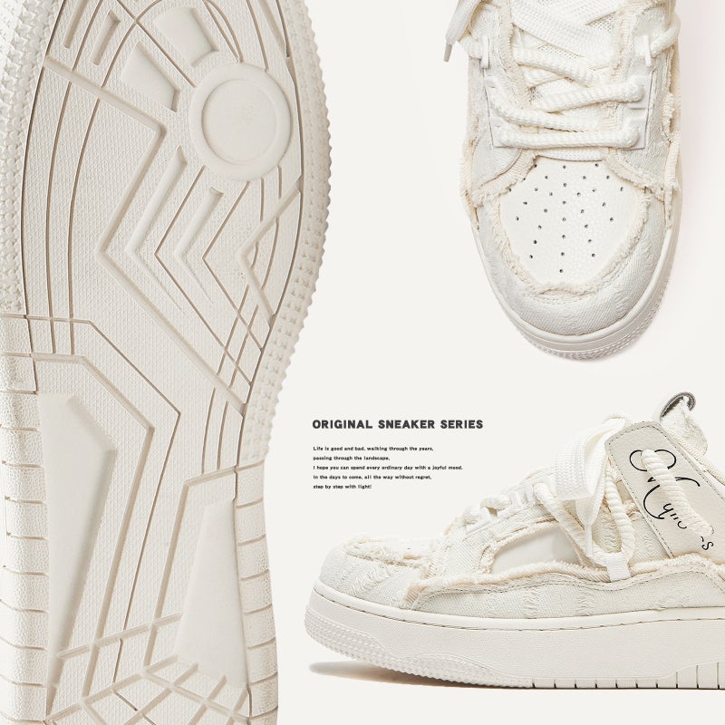 Guangzhou Shoes Destruction Aesthetic Series Thick-soled Elevated Board Shoes Men''s Shoes Trendy Shoes Men''s and Women''s Couple Shoes White Shoes - Image 5