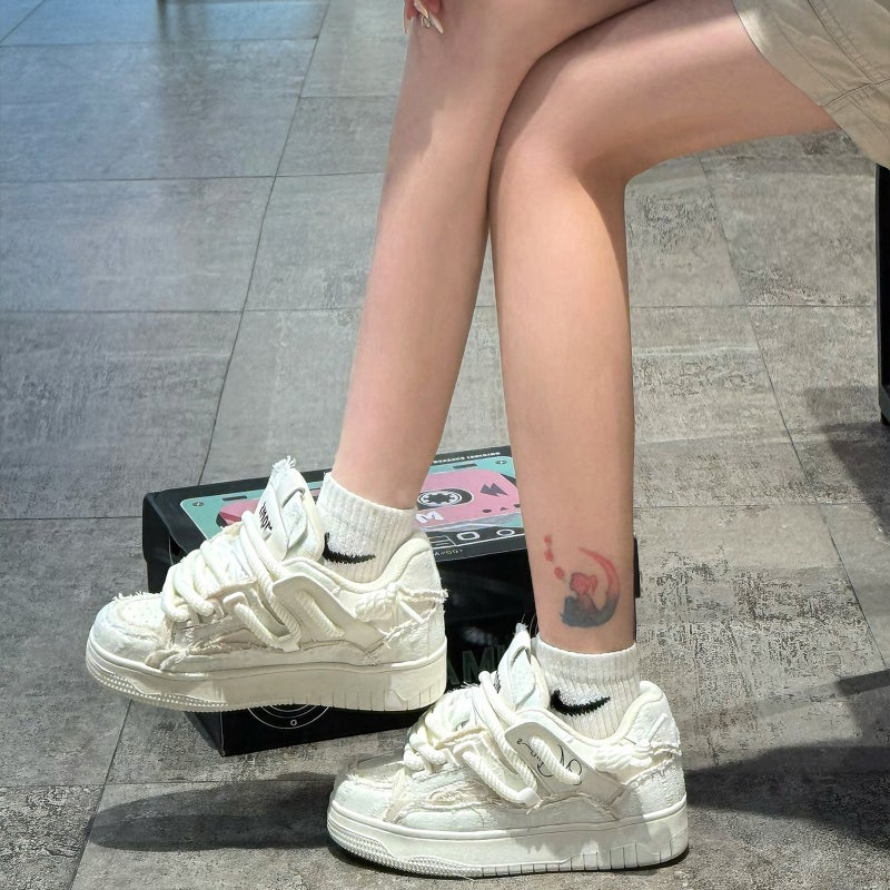 Guangzhou Shoes Destruction Aesthetic Series Thick-soled Elevated Board Shoes Men''s Shoes Trendy Shoes Men''s and Women''s Couple Shoes White Shoes - Image 3