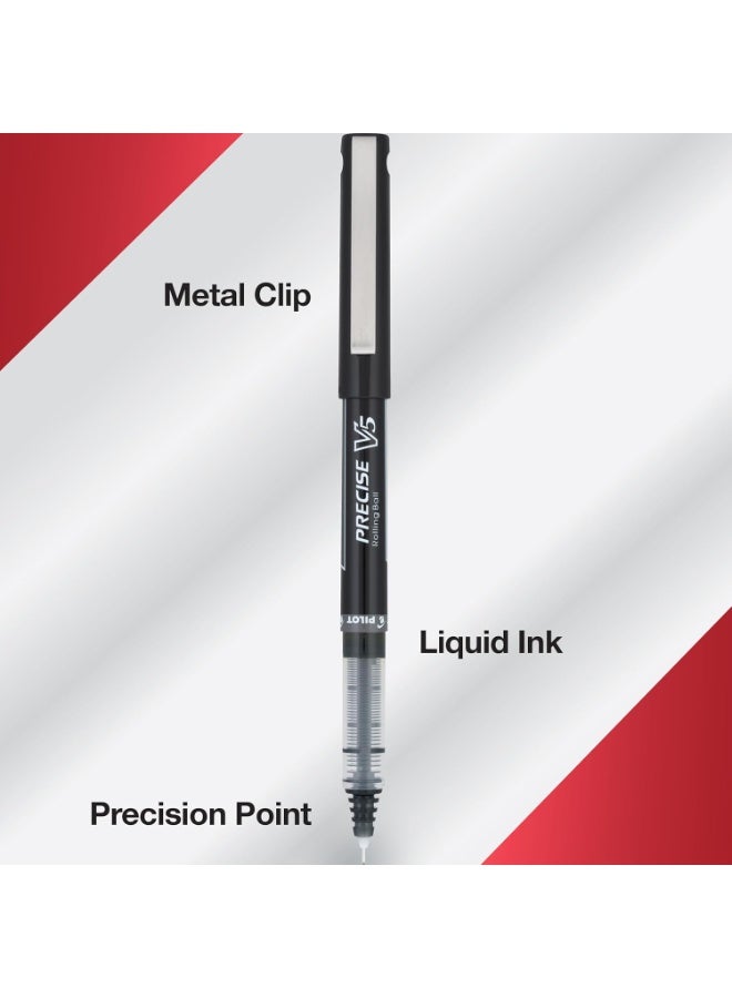 PILOT Pilot, Precise V5, Capped Liquid Ink Rolling Ball Pens, Extra Fine Point 0.5 mm, Black, Pack of 12 - Image 1