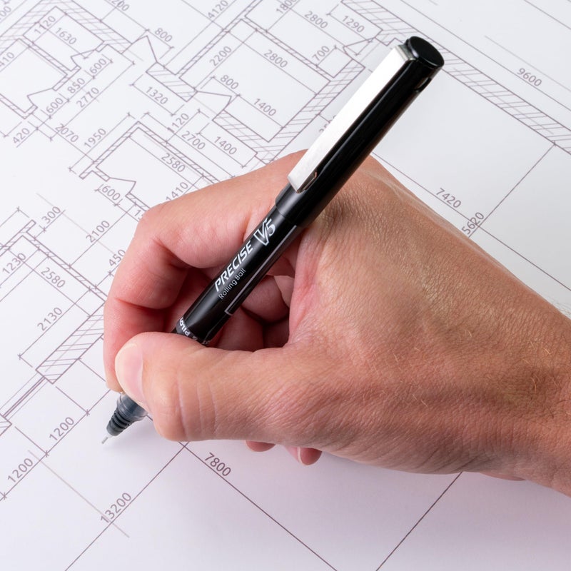 Pilot Precise V5 Rollerball Pens, Extra Fine Point 0.5 mm Black Pens, Black, Pack of 12 - Ideal for School, Journaling & Office Writing - Image 5