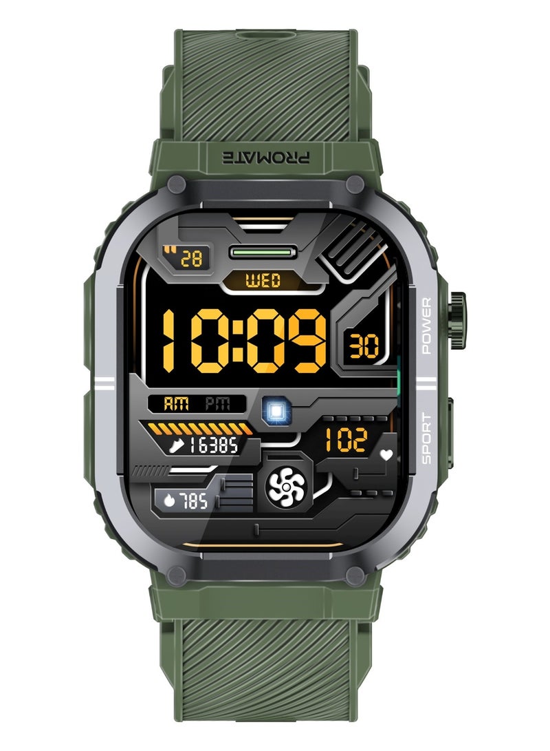 PROMATE Smartwatch Designed for athletes to withstand tough conditions, SportFit™ technology and Bluetooth connectivity, supports 100+ sports modes, with up to 10 days of battery life Green - Image 1