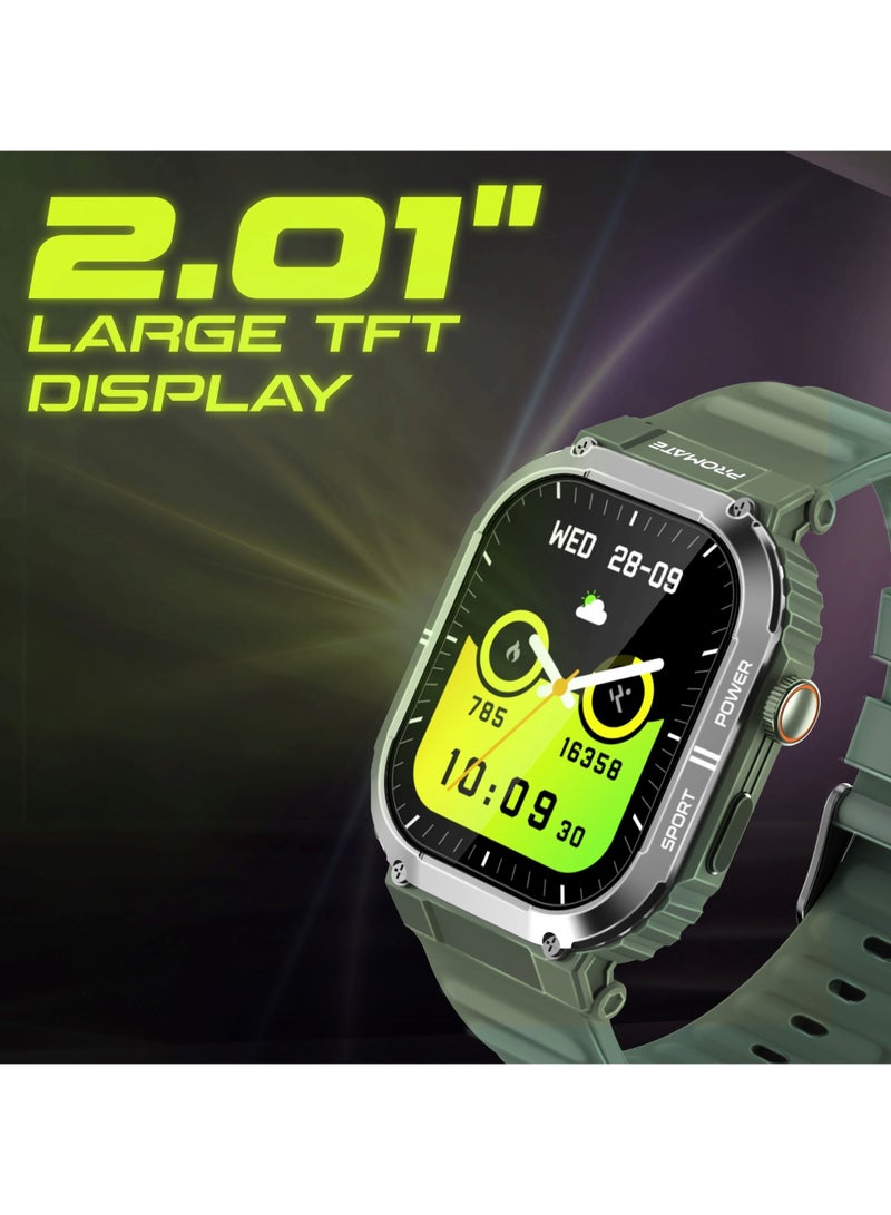 PROMATE Smartwatch Designed for athletes to withstand tough conditions, SportFit™ technology and Bluetooth connectivity, supports 100+ sports modes, with up to 10 days of battery life Green - Image 2