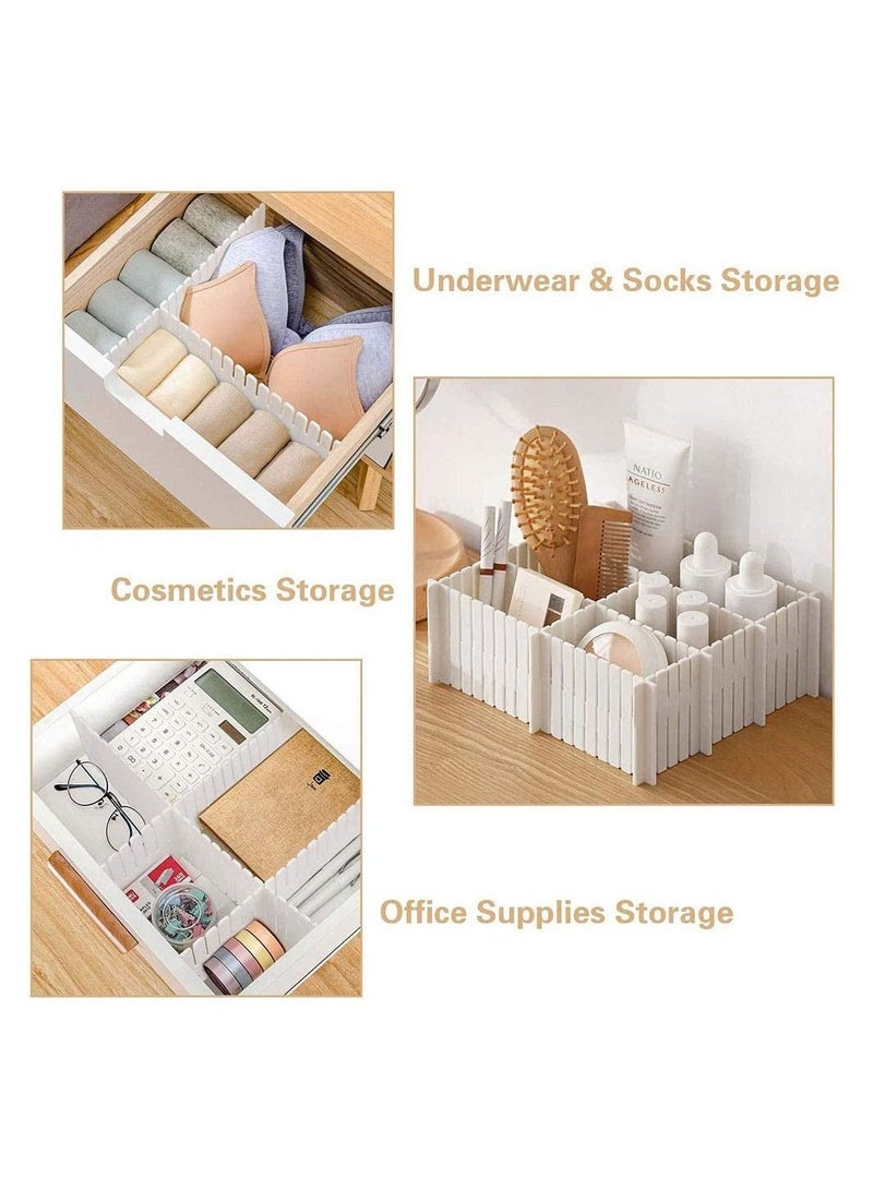 Drawer Divider 8pcs Adjustable Drawer Organizers White DIY Plastic Grid Separators for Kitchen Office Makeup Home Tidy Closet Stationary Underwear Multicolor - Image 3