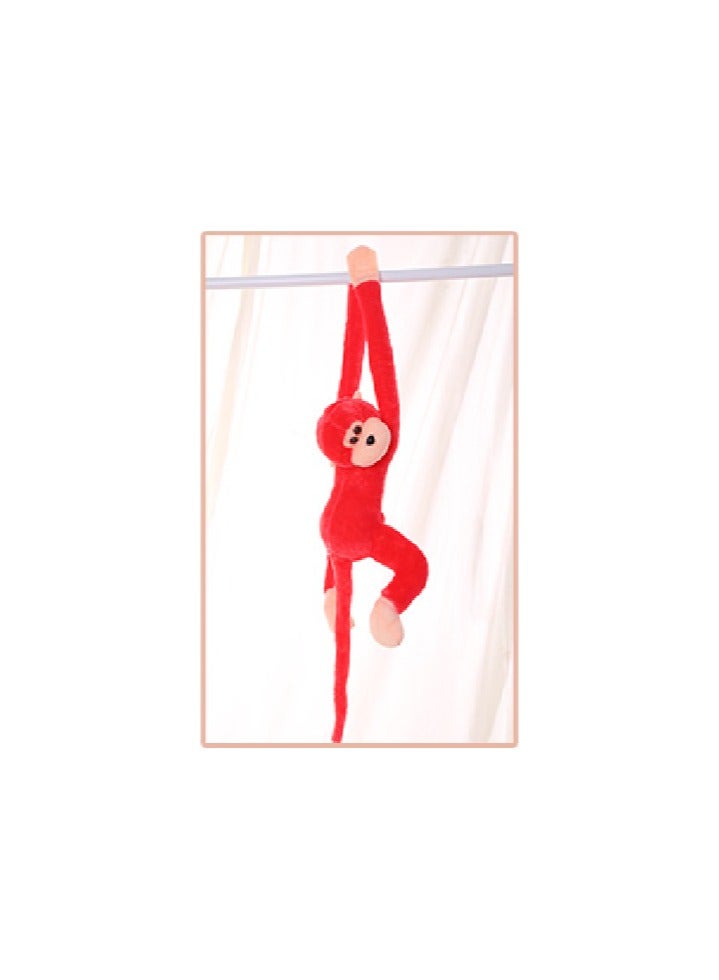 Colorful Long-Armed Monkey Plush Toys Children's Gifts Cute Monkey Doll Home Hanging Ornament Sounding Doll (Red, about 35 inches) - Image 1