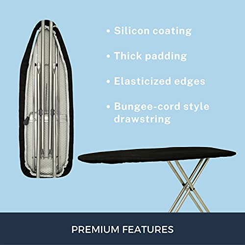 SAVUK Ironing Board Cover and Pad with Standart Size 15" X 54", Adjustable Elastic Edge Fit, Extra Thick Padding, Heat Reflective, Non Stick Scorch and Stain Resistant (Black, 15" X 54") - Image 3