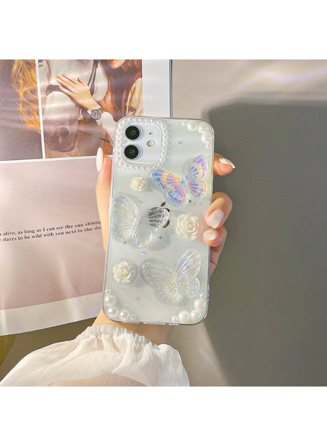 NIBEMINENT 3D Pearl Butterfly Protective TPU Case Cover For iPhone 15 Pro - Image 1