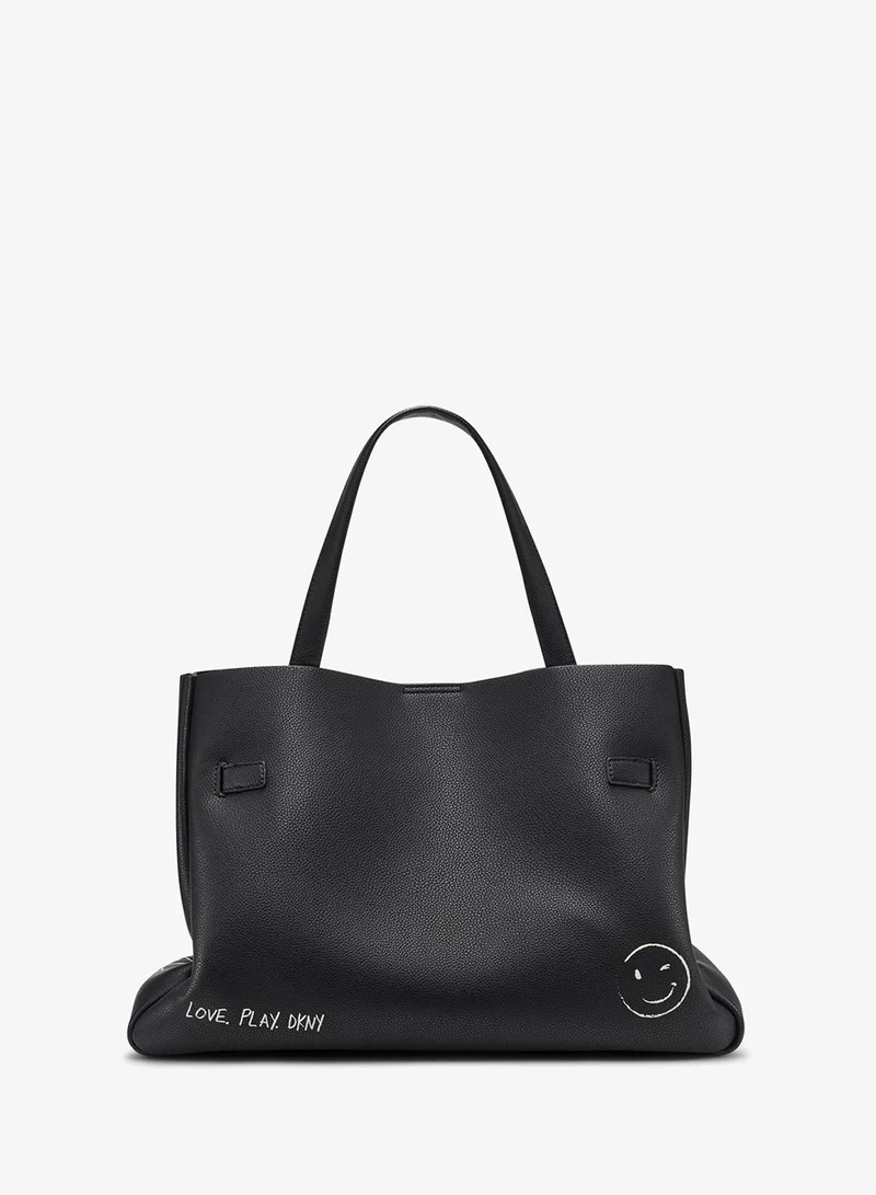 DKNY BLACK/SILVER Bryar Large Satchel for Women | Best Price UAE