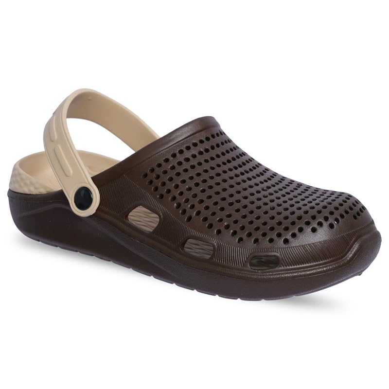 PARAGON EVK10916G Stylish Clogs for Men | Durable, Lightweight and Comfortable | Easy Wear Slip On with Rubberised Sole for Better Grip | Easy Washable | Ideal for Outdoor Use Brown-Beige - Image 1