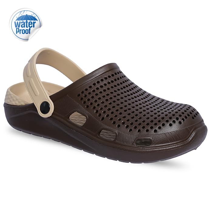 PARAGON EVK10916G Stylish Clogs for Men | Durable, Lightweight and Comfortable | Easy Wear Slip On with Rubberised Sole for Better Grip | Easy Washable | Ideal for Outdoor Use Brown-Beige - Image 2
