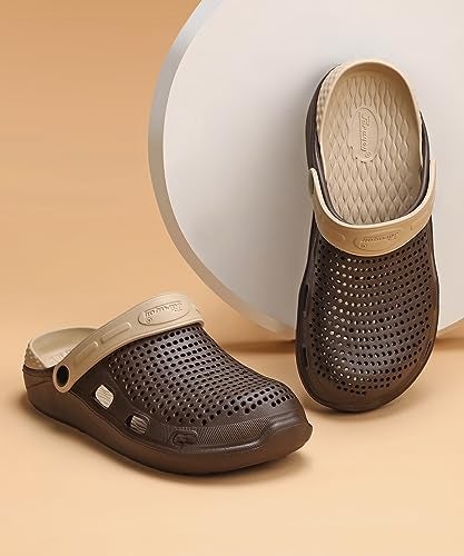 PARAGON EVK10916G Stylish Clogs for Men | Durable, Lightweight and Comfortable | Easy Wear Slip On with Rubberised Sole for Better Grip | Easy Washable | Ideal for Outdoor Use Brown-Beige - Image 3