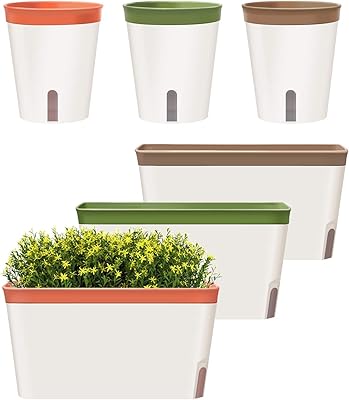 GardenBasix GardenBasix Self Watering Pots Window Box for Indoor Plants Set of 6 Home Garden Modern Decorative Flower Planter for  - Image 1