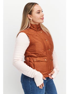 Tchibo Women Sleeveless Quilted Vests, Rust  - Image 2