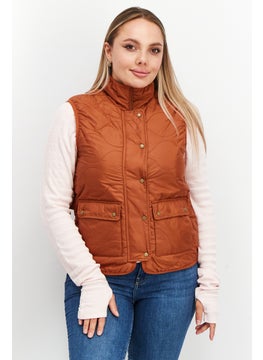 Tchibo Women Sleeveless Quilted Vests, Rust  - Image 1