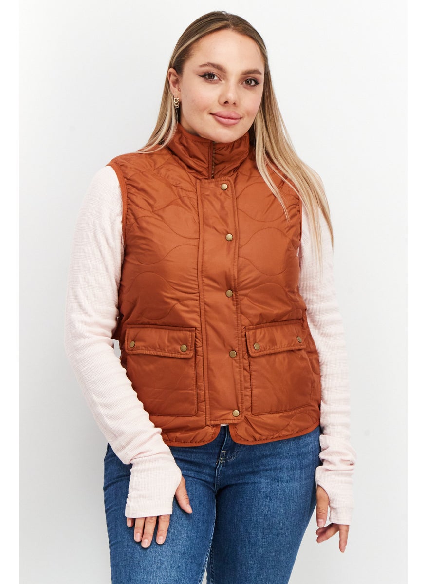 Tchibo Women Sleeveless Quilted Vests, Rust  - Image 1