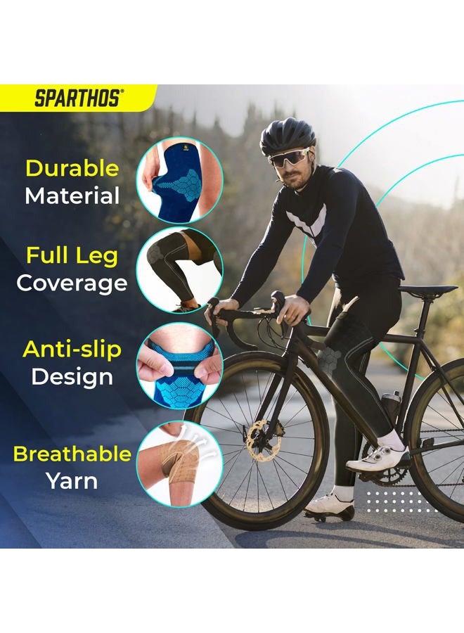 Sparthos Leg Compression Sleeves - Aid in Recovery and Support Active Lifestyle - Innovative Breathable Elastic Blend - Anti Slip, Day & Night Wear - Image 4