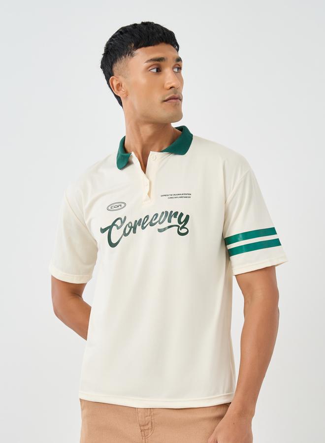 Styli Oversized Varsity Print Polo Neck T-Shirt - Image 3