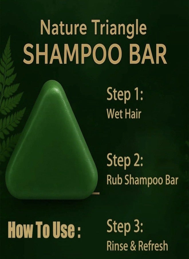 Nature Triangle Shampoo Bar, Nature Seven Green Soap Shampoo, Herbal Smoothening Shampoo Bar | Platycladus Formula (1) - Image 2
