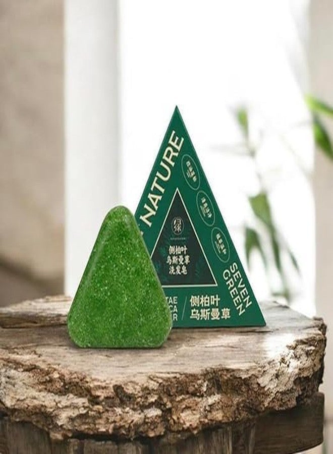 Nature Triangle Shampoo Bar, Nature Seven Green Soap Shampoo, Herbal Smoothening Shampoo Bar | Platycladus Formula (1) - Image 1