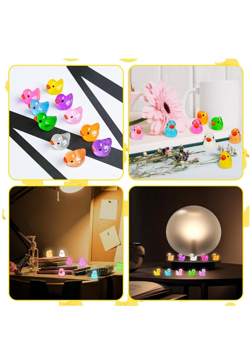 RATSAW 100pcs Mini Bright Resin Ducks  Colorful Luminous Figurines Garden Ducks Tiny Ducks Ornaments  Micro Landscape Garden for Dollhouse Ornament Garden Statue Landscape Craft Decorative  - Image 4