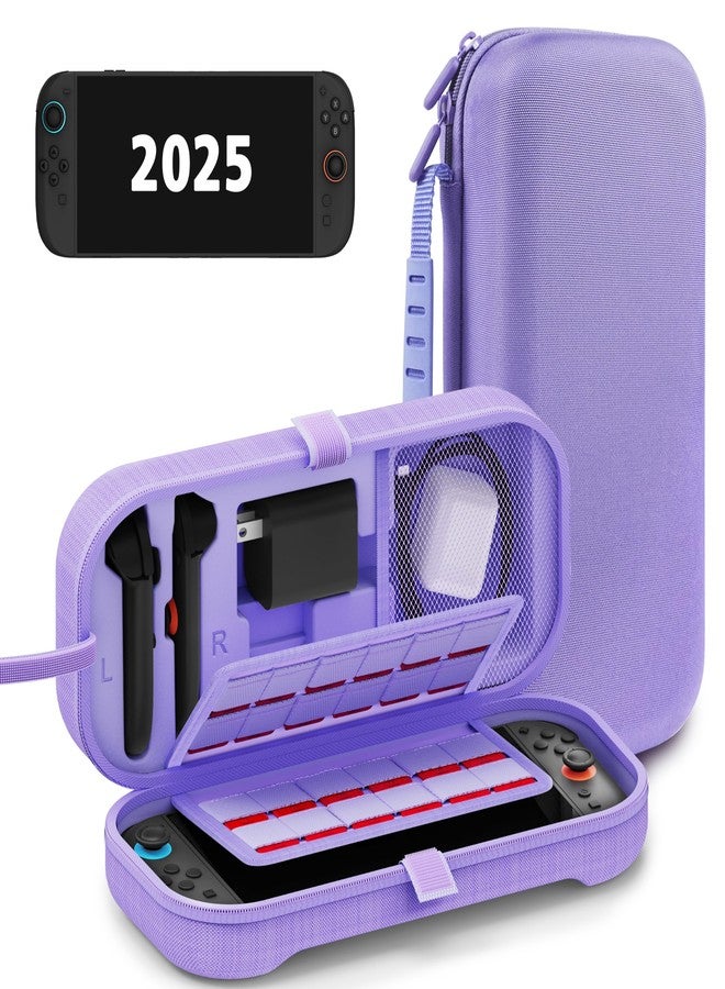 TIKOdirect Carrying Case for Nintendo Switch 2 (2025) & Switch OLED 2021 & Switch 2017, Travel Hard Shell Portable Bag Fit for Joycon & Adapter, Protective Case with 24 Game Card Slots, Purple - Image 1