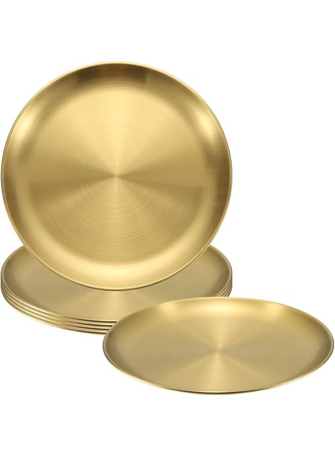 Nakhl 5pcs Stainless Steel Plates ，Metal Lightweight Unbreakable Dinner Dishes Plates Setfor Serving/Snack/Camping， Non-Toxin Dishwasher Safe BPA Free and Healthy  - Image 1