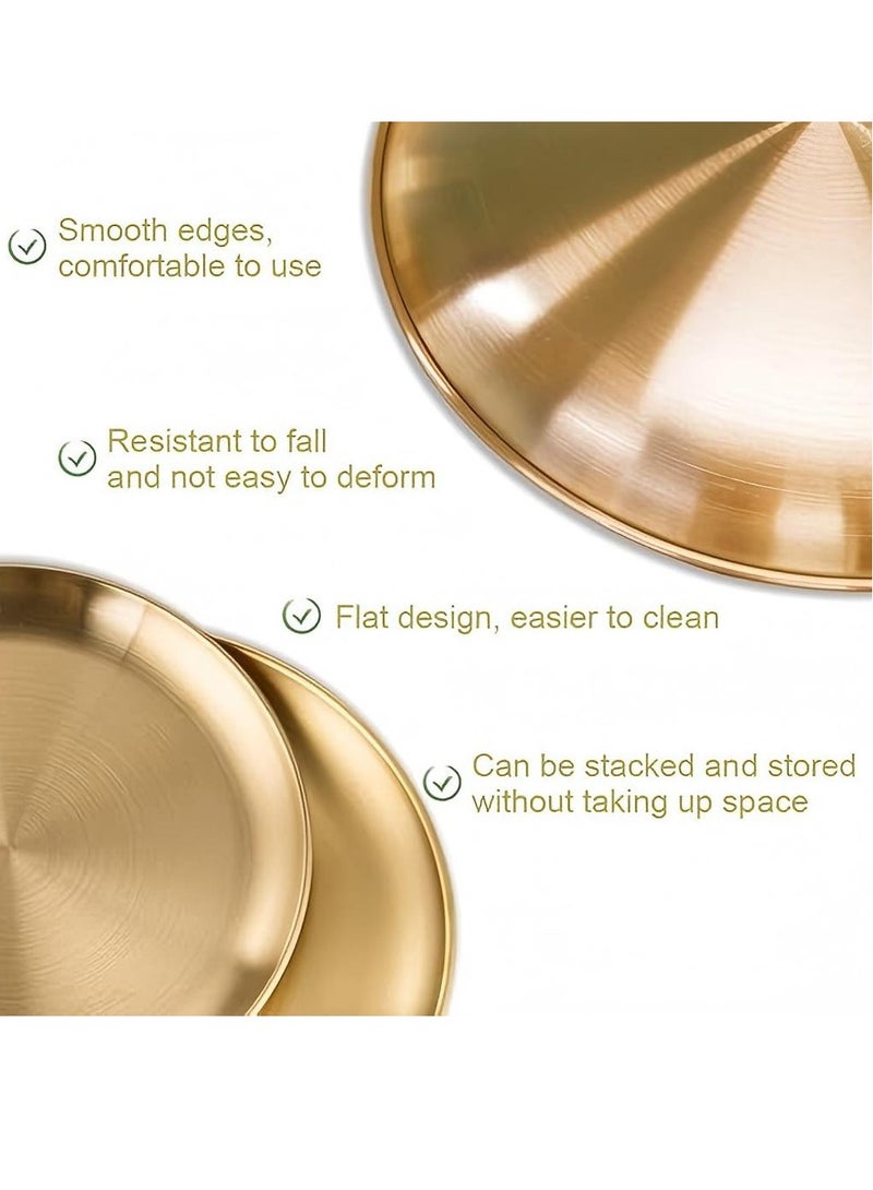 Nakhl 5pcs Stainless Steel Plates ，Metal Lightweight Unbreakable Dinner Dishes Plates Setfor Serving/Snack/Camping， Non-Toxin Dishwasher Safe BPA Free and Healthy  - Image 2