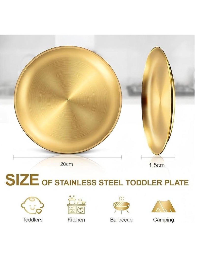 Nakhl 5pcs Stainless Steel Plates ，Metal Lightweight Unbreakable Dinner Dishes Plates Setfor Serving/Snack/Camping， Non-Toxin Dishwasher Safe BPA Free and Healthy  - Image 3