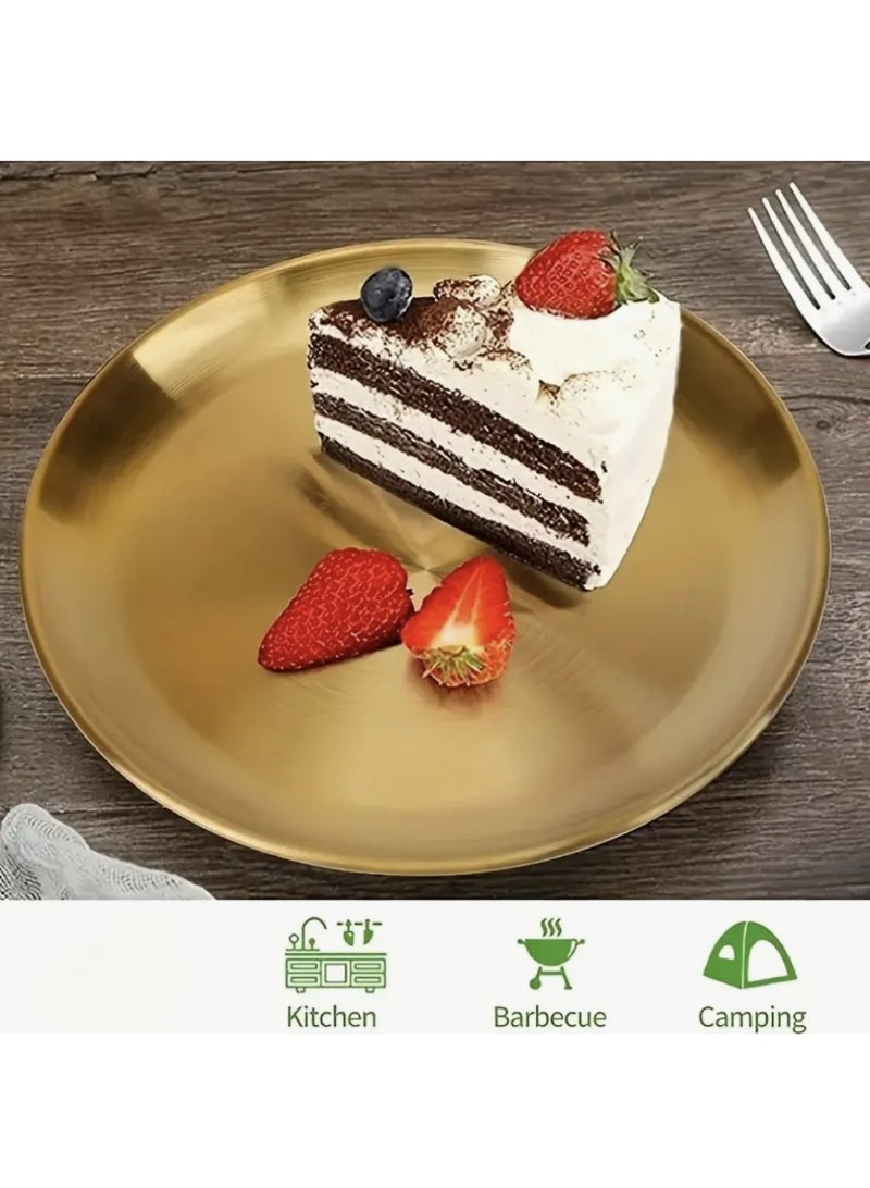 5pcs Stainless Steel Plates ，Metal Lightweight Unbreakable Dinner Dishes Plates Setfor Serving/Snack/Camping， Non-Toxin Dishwasher Safe BPA Free and Healthy - Image 5