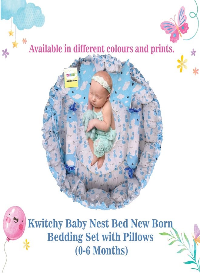Kwitchy Baby Bed New Born Baby Reversible | Bedding Set | Carry | Cotton | Infants | Products All | Gift | Essentials (0-6 Months) (Blue) - Image 2