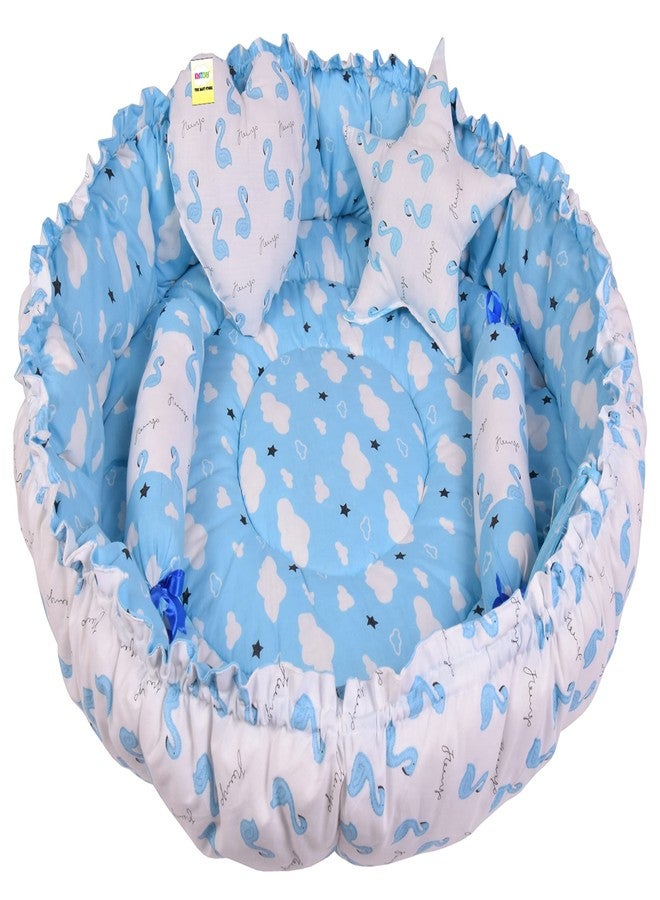 Kwitchy Baby Bed New Born Baby Reversible | Bedding Set | Carry | Cotton | Infants | Products All | Gift | Essentials (0-6 Months) (Blue) - Image 1
