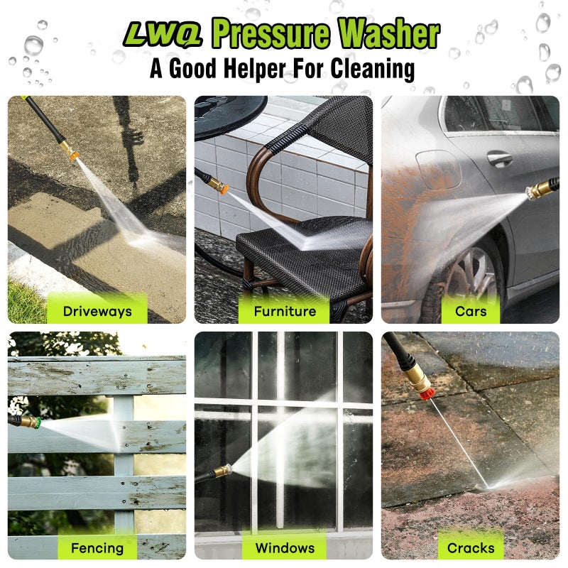 LWQ Pressure Washer, Power Washer with 4 Quick Connect Nozzles 1 Foam Cannon, High Pressure Cleaning Machine for Cars/Fences/Driveways/Patios/Farms/Home Cleaning - Image 4