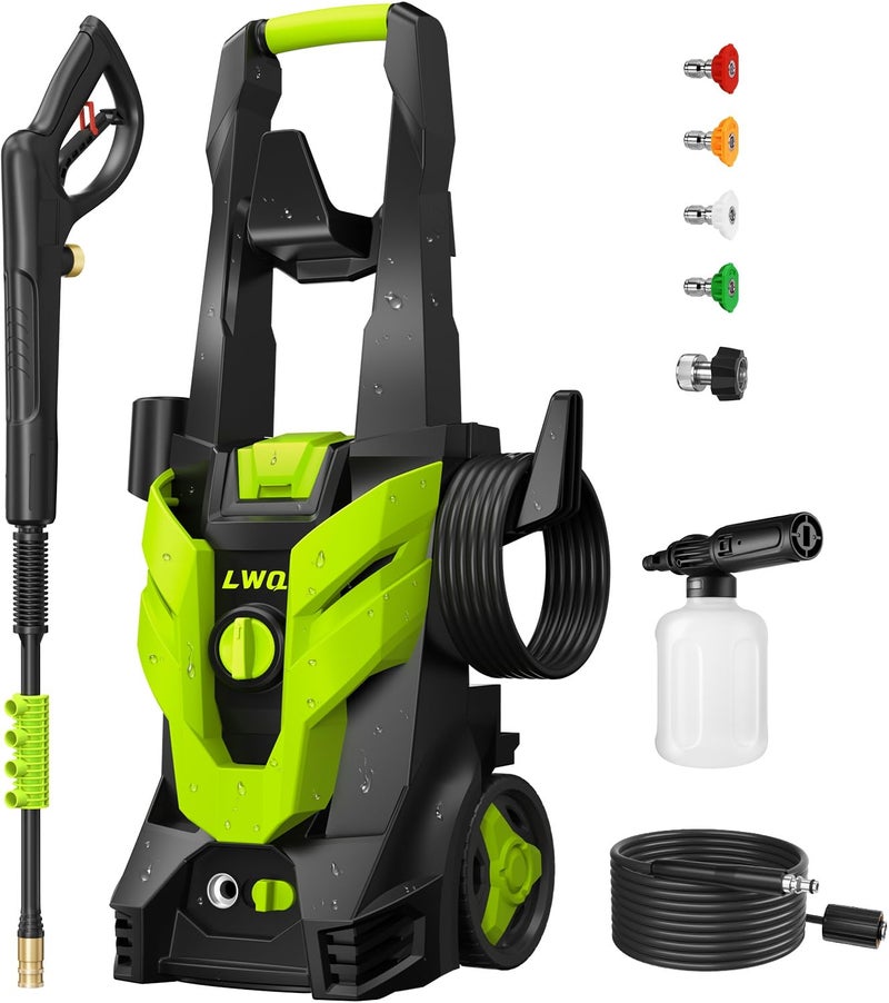 LWQ Pressure Washer, Power Washer with 4 Quick Connect Nozzles 1 Foam Cannon, High Pressure Cleaning Machine for Cars/Fences/Driveways/Patios/Farms/Home Cleaning - Image 1