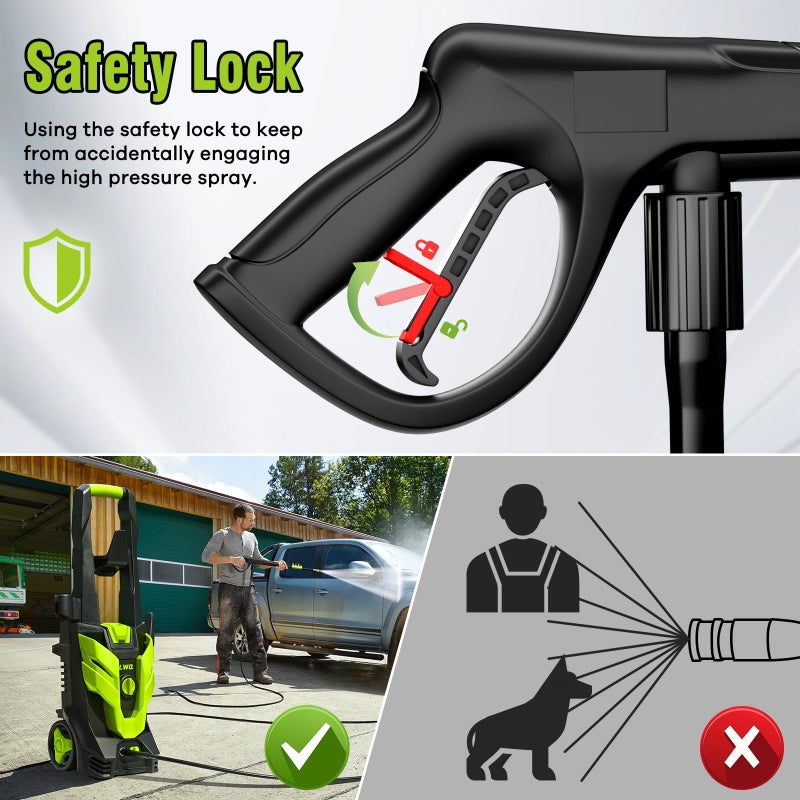 LWQ Pressure Washer, Power Washer with 4 Quick Connect Nozzles 1 Foam Cannon, High Pressure Cleaning Machine for Cars/Fences/Driveways/Patios/Farms/Home Cleaning - Image 5