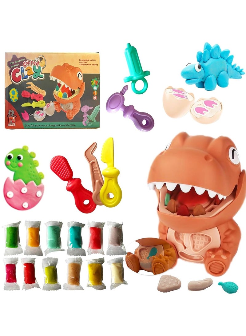 SOLARAE Dough Dentist Dinosaur Toy Set - Clay Modeling Kit for Kids 3+ Years - Image 1