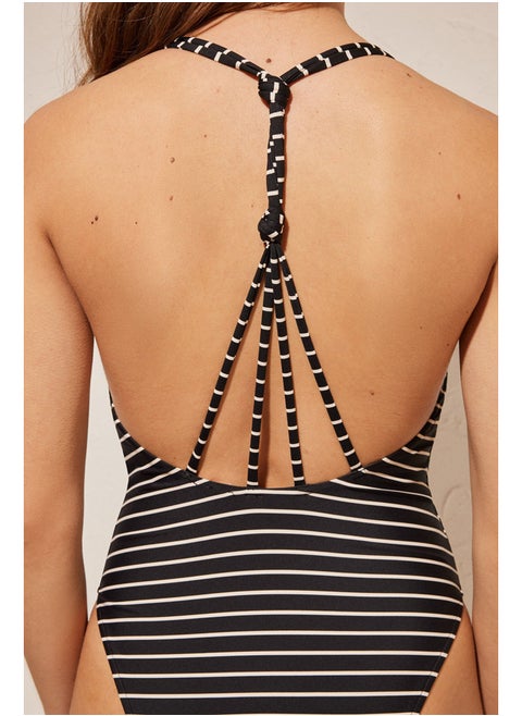 Striped b&w swimsuit