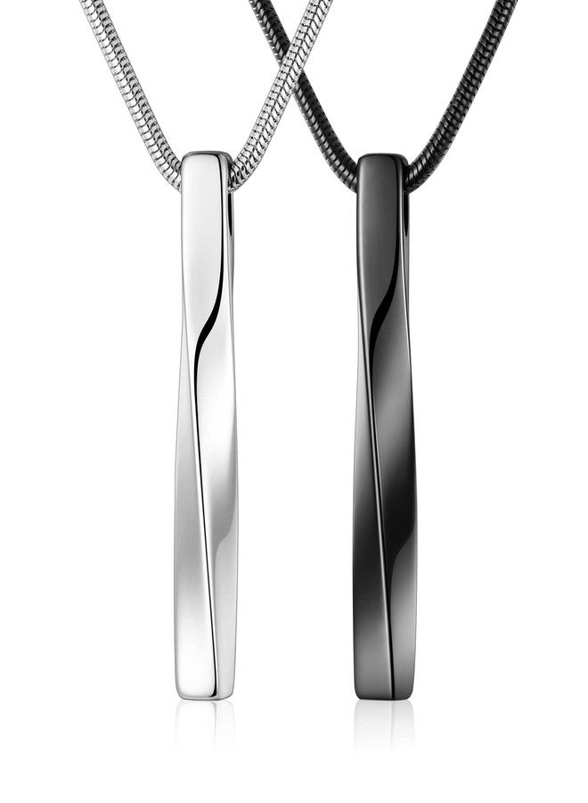 abooxiu 2 PCs Cremation Jewelry for Ashes Twist Bar Urn Necklace for Ashes Cremation Memorial Jewelry Stainless Steel Ashes Jewelry Keepsakes For Women Men - Image 1