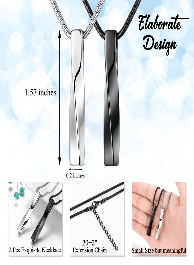 abooxiu 2 PCs Cremation Jewelry for Ashes Twist Bar Urn Necklace for Ashes Cremation Memorial Jewelry Stainless Steel Ashes Jewelry Keepsakes For Women Men - Image 3