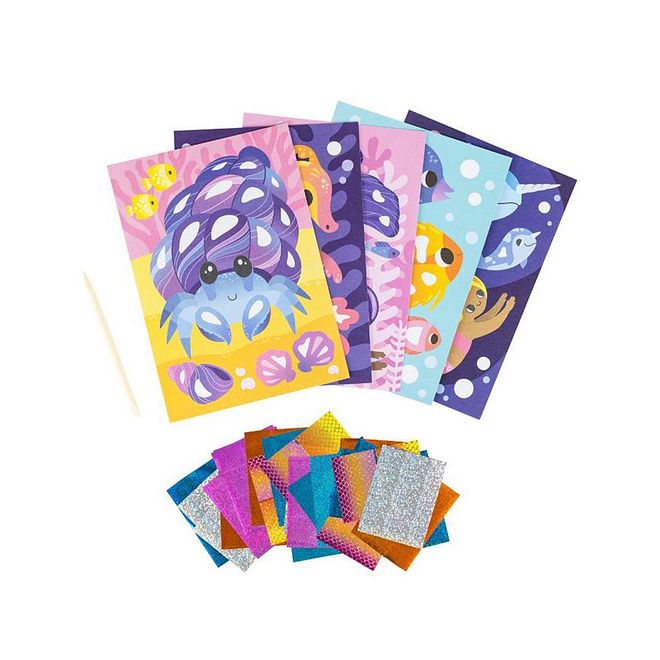 Tiger Tribe Foil Art - Ocean Magic Coloring Set , Underwater Adventure with Mermaids & Sea Creatures , Ages 5+ , Craft Kit with Holographic Foil & Tools - Image 3