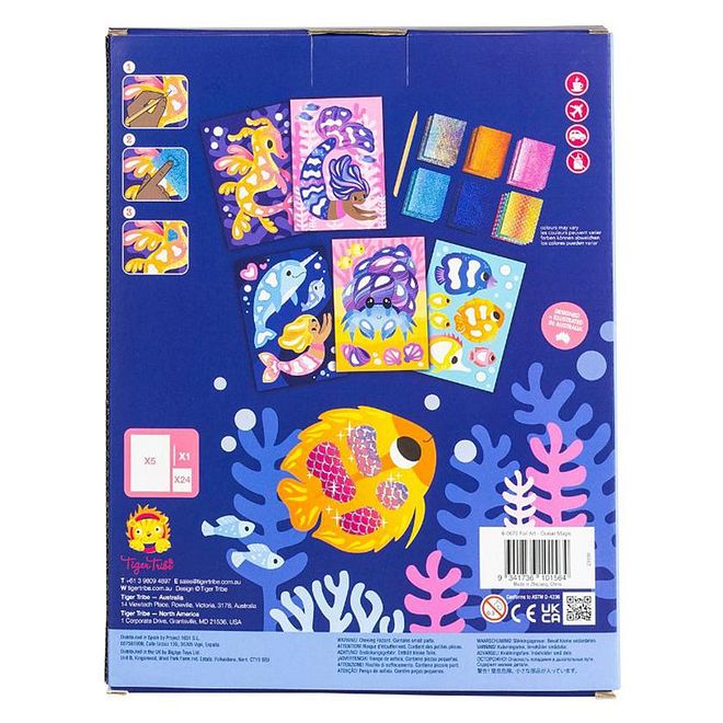 Tiger Tribe Foil Art - Ocean Magic Coloring Set , Underwater Adventure with Mermaids & Sea Creatures , Ages 5+ , Craft Kit with Holographic Foil & Tools - Image 4