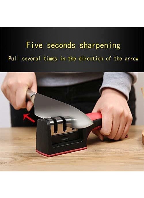 MAGIC PLUS MAGIC PLUS Knife Sharpener for Kitchen Professional Whetstone Sharpening System with 3 Angle Guide Dual Grit Stones and NonSlip Base Sharpens Knives and More  - Image 3