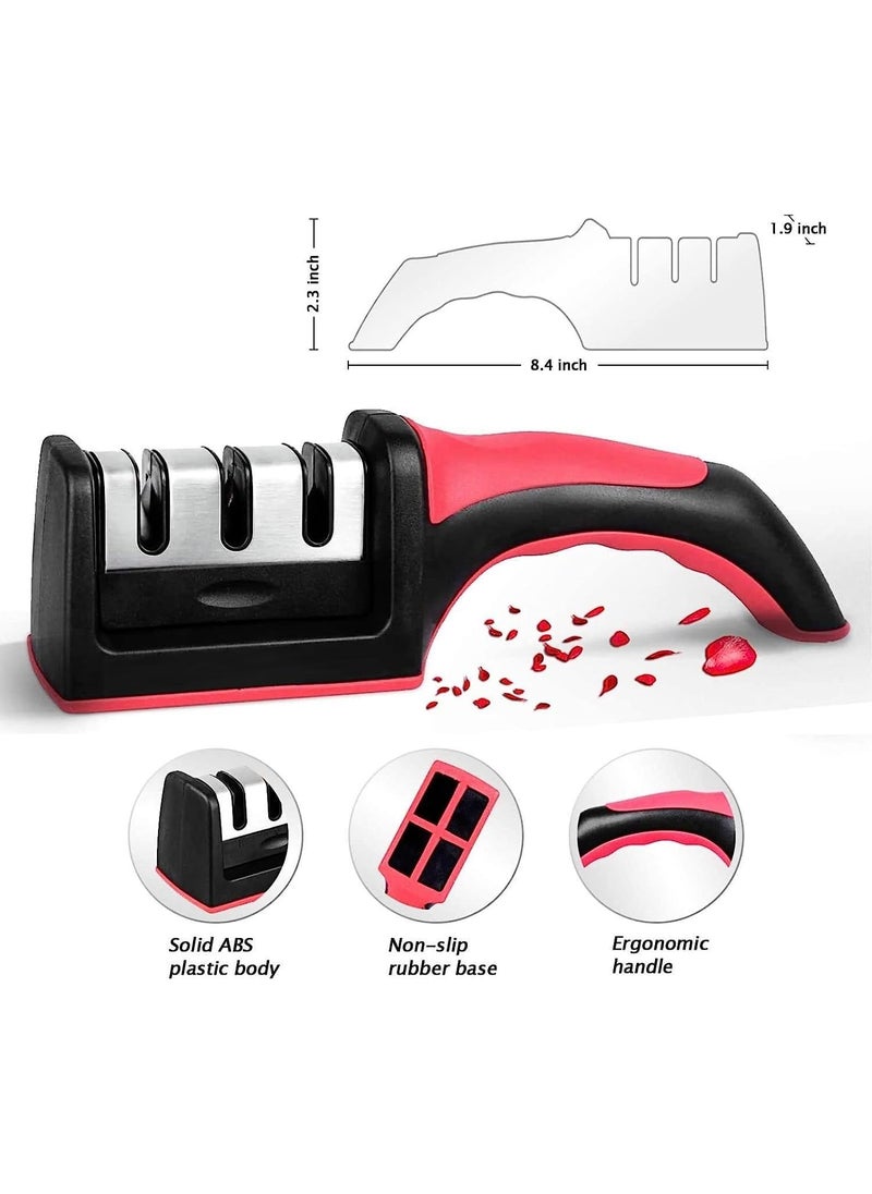MAGIC PLUS MAGIC PLUS Knife Sharpener for Kitchen Professional Whetstone Sharpening System with 3 Angle Guide Dual Grit Stones and NonSlip Base Sharpens Knives and More  - Image 4