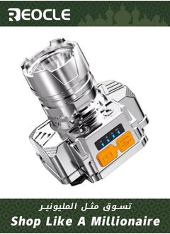 REOCLE LED Headlamp Rechargeable High Power Headlight USB Charging Super Bright Motion Sensor Headlamps Waterproof Durable Head Lamp for Hiking Outdoor Camping Emergency Silver  - Image 1