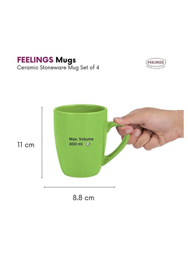 FEELINGS Stoneware Mug Set of 4 , 300ml - Image 3