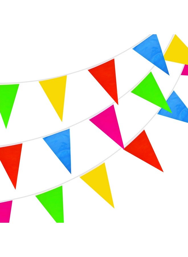 BEISHIDA 200ft 120pcs Colorful Pennant Banner Flags,Reusable Multicolor Bunting String Triangle Flags,Kids Birthday, Garland for Grand Opening,New Year Celebration Supplies,Indoor and Outdoor Events - Image 1