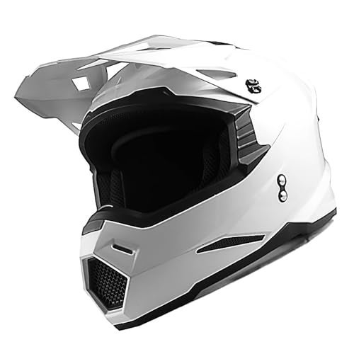 1Storm Adult Motocross Helmet BMX MX ATV Dirt Bike Four Wheeler Quad Motorcycle Full Face Helmet Racing Style: HF801 Glossy White - Image 2