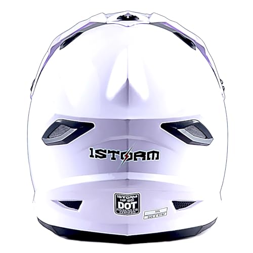 1Storm Adult Motocross Helmet BMX MX ATV Dirt Bike Four Wheeler Quad Motorcycle Full Face Helmet Racing Style: HF801 Glossy White - Image 4