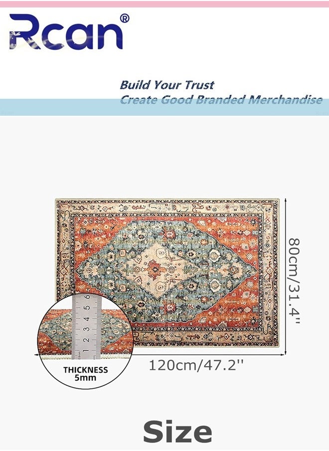 Rcan Indoor Printed Area Rug, Foldable Ultra-Thin, Non-Slip Tufted Dining Room Rug, Machine Washable Living Room Carpet, Vintage Floor Mat, for Living Room, Dining Room, Entryway, Office 31.4*47.2In  - Image 4