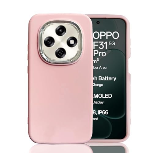KC Back Cover for Oppo F31 Pro 5G - Electroplated Crome Metal Ring | Soft Silicone | Full Camera Protection | Shockproof Bumper Case (Pink) - Image 1