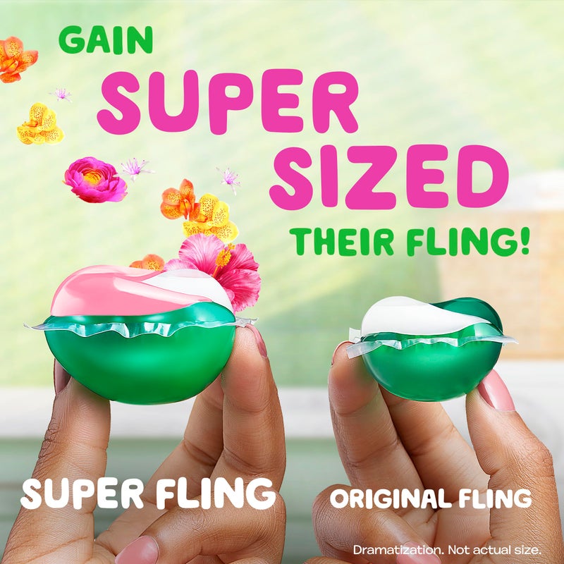 Gain Super Flings Laundry Detergent Pacs, 45 Count, Hibiscus Hula scent, irresistibly clean and fresh washing detergent laundry soap pacs - Image 2