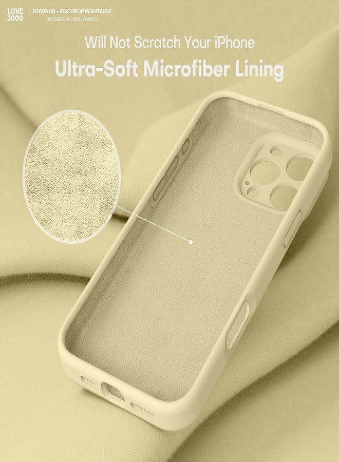 LOVE 3000 Designed for iPhone 16 Pro Case, Premium Silicone with [Soft Anti-Scratch Microfiber Lining] Shockproof Protective Phone Case for Men Women Girls 6.3", Creamy Yellow - Image 5